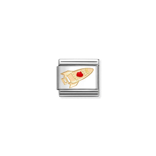 Nomination Jewellery Nomination Stainless Steel and 18ct Yellow Gold Composable Rocket Red Heart Link 2514374