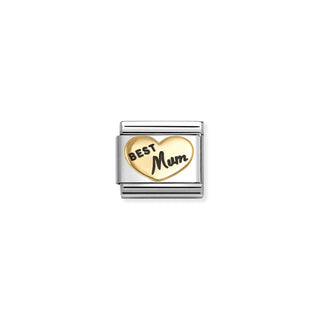 Nomination Composable Nomination Stainless Steel and 18ct Yellow Gold Composable Best Mum Heart Link 2514400