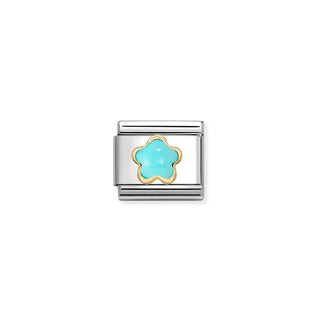 Nomination Jewellery Nomination Stainless Steel and 18ct Yellow Gold Composable Turquoise Flower Link 2514304