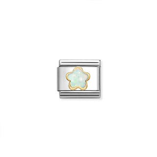 Allum & Sidaway Nomination Stainless Steel and 18ct Yellow Gold Composable White Opal Flower Link 2514305