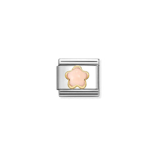 Nomination Jewellery Nomination Stainless Steel and 18ct Yellow Gold Composable Pink Coral Flower Link 2514306