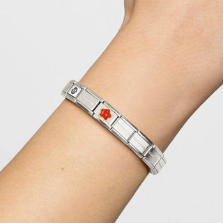 Nomination Jewellery Nomination Stainless Steel and 18ct Yellow Gold Composable Red Coral Flower Link 2514307