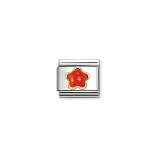 Nomination Jewellery Nomination Stainless Steel and 18ct Yellow Gold Composable Red Coral Flower Link 2514307