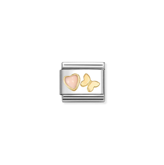 Nomination Jewellery Nomination Stainless Steel and 18ct Yellow Gold Composable Pink Coral Butterfly Link 2514309
