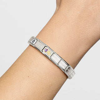 Nomination Jewellery Nomination Stainless Steel and 18ct Yellow Gold Composable Purple Heart Butterfly Link 2514310