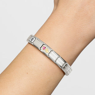 Nomination Jewellery Nomination Stainless Steel and 18ct Yellow Gold Composable Pink Cubic Zirconia Heart and Butterfly Link 2514311