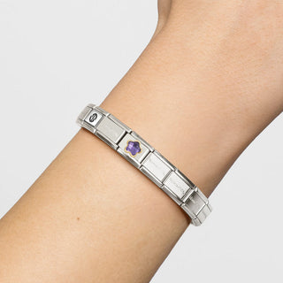 Nomination Jewellery Nomination Stainless Steel and 18ct Yellow Gold Composable Cubic Zirconia Purple Flower Link 2514314