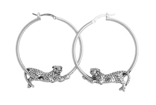 Giovanni Raspini Silver Leopard Hoop Earrings