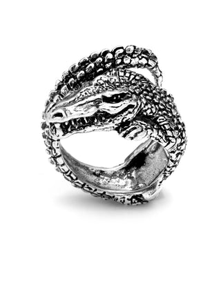 Giovanni Raspini Silver Crocodile Ring - Size 62