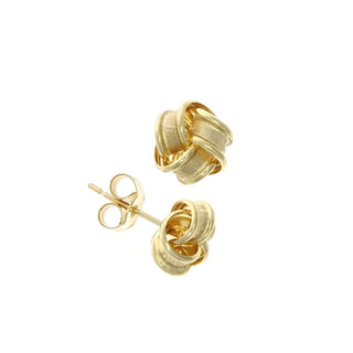 9ct Yellow Gold Frosted Knot Stud Earrings