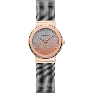 Bering Ladies Rose Gold Plate Sparkle Mesh Quartz Watch