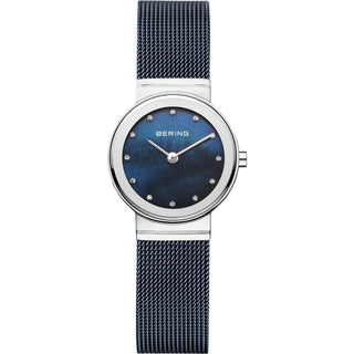 Bering Ladies Classic Watch With A Blue Mesh Bracelet