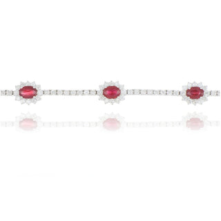 9ct White Gold 2.90ct Ruby And Diamond Cluster Bracelet