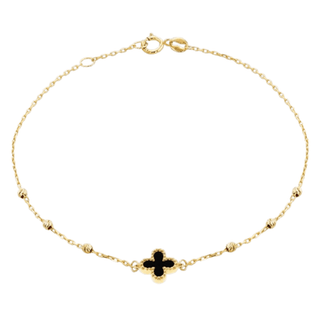 9ct Yellow Gold Black Onyx Single Clover Bracelet