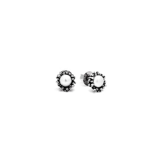 Giovanni Raspini Silver and Pearl Anemone Stud Earrings