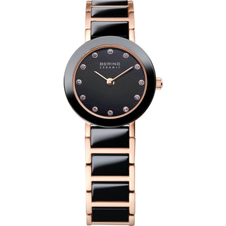 Bering Ladies Ceramic Watch With A Rose Gold Plated Bracelet