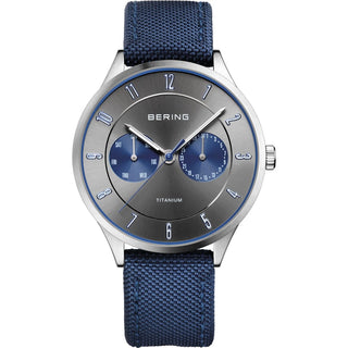 Bering Gents Titanium Watch With A Blue Nylon Strap