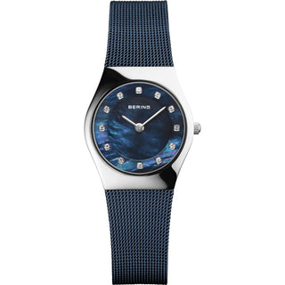 Bering Ladies Classic Watch With A Blue Mesh Bracelet