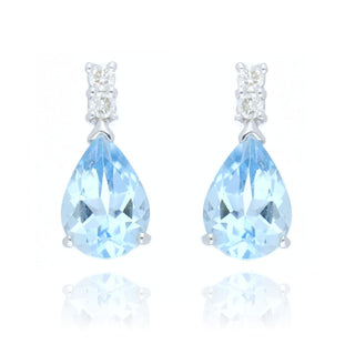 18ct White Gold 1.14ct Aquamarine And Diamond Stud Earrings