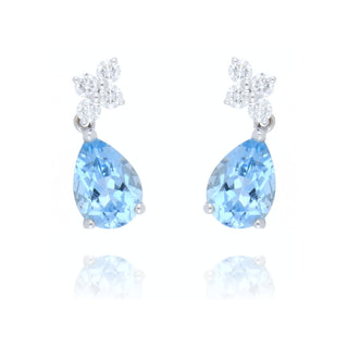 18ct White Gold 1.22ct Aquamarine and Diamond Drop Earrings