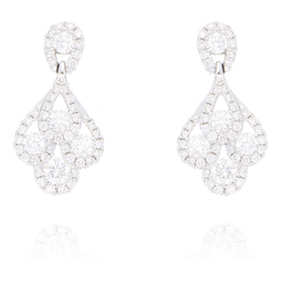 Fine Jewellery Jewellery 18ct White Gold 0.92ct Diamond Peacock Drop Earrings 1210557