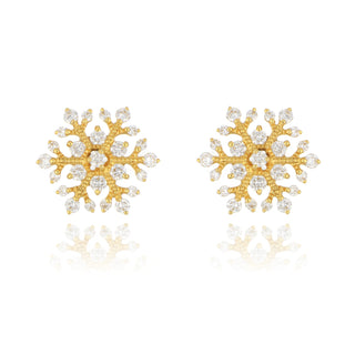 18ct Yellow Gold 0.56ct Diamond Snowflake Stud Earrings