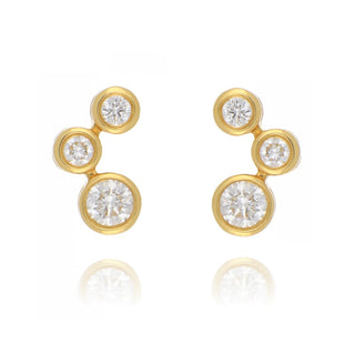 18ct yellow gold 0.22ct diamond scatter stud earrings