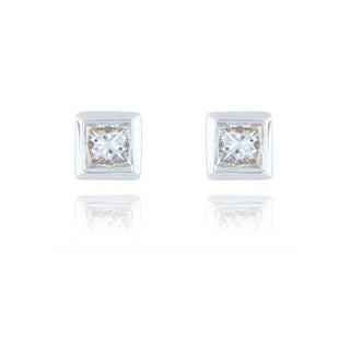 9ct white gold 0.10ct diamond rubover stud earrings