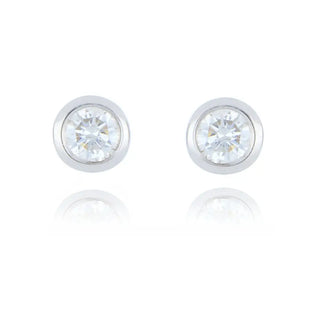 9ct white gold 0.20ct diamond rubover stud earrings