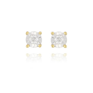 9ct white gold 0.03ct diamond illusion set stud earrings