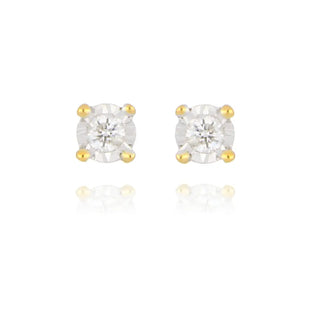 9ct yellow gold 0.05ct diamond illusion set stud earrings