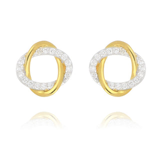 18ct yellow and white gold 0.32ct diamond entwined open circle stud earrings