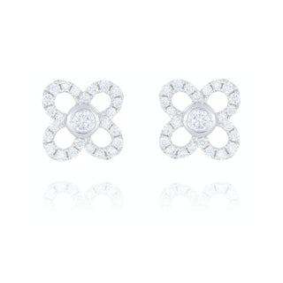 18ct White Gold 0.29ct Diamond Open Flower Stud Earrings