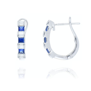 18ct White Gold 0.47ct Sapphire and Diamond Hoop Earrings