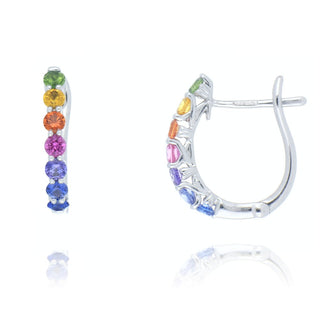 18ct White Gold 0.86ct Rainbow Sapphire Hoop Earrings