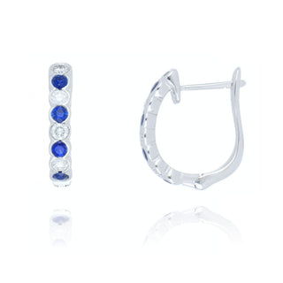 18ct white gold 0.47ct sapphire and diamond hoop earrings