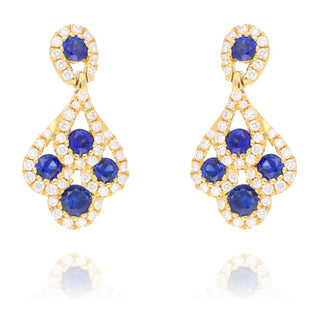 18ct Yellow Gold 0.70ct Sapphire & Diamond Drop Earrings