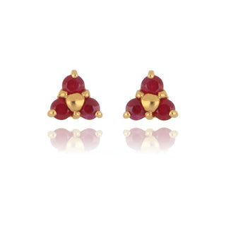 9ct Yellow Gold Trefoil Ruby Stud Earrings