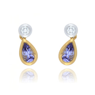18ct Yellow Gold 0.45ct Tanzanite and Diamond Drop Earrings