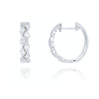 18ct white gold 0.52ct diamond 2 row hoop earrings