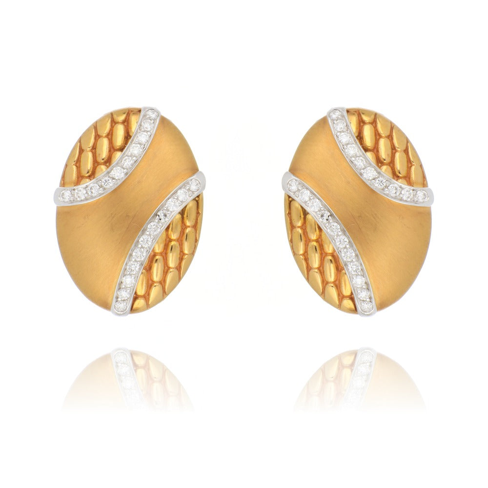 Fine Jewellery 18ct rose and white gold diamond and textured stud earrings 1220017