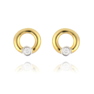 18ct yellow gold 0.05ct diamond circle stud earrings