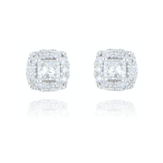 18ct white gold 0.30ct diamond cluster stud earrings