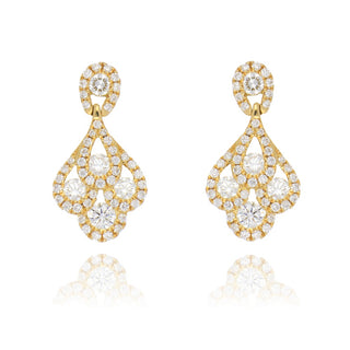 18ct Yellow Gold 0.94ct Diamond Peacock Drop Earrings