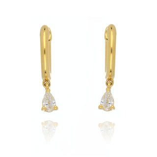 18ct Yellow Gold 0.17ct Diamond Drop Hoop Earrings