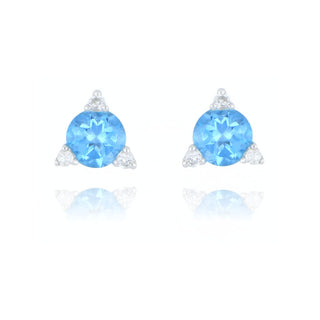 9ct white gold blue topaz and diamond stud earrings