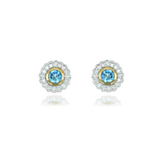 Fine Jewellery Jewellery 9ct Yellow Gold 0.78cttw Blue Topaz and Diamond Stud Earrings 1221064
