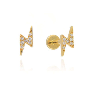A&S Ear Styling Collection 14ct Yellow Gold Diamond Lightning Bolt Single Stud Earring