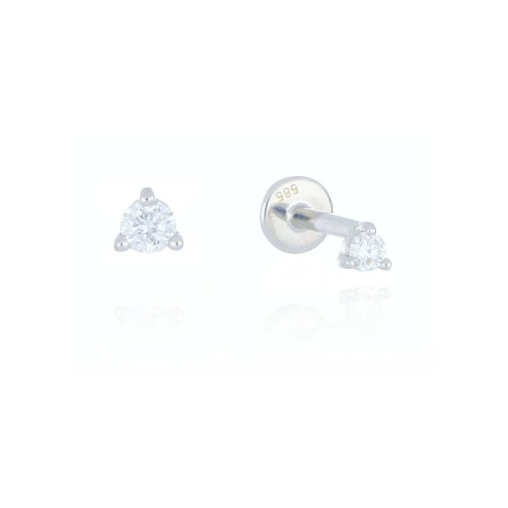 A S Ear Styling Collection 14ct White Gold 2mm Diamond Single Stud