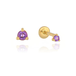 A&S Ear Styling Collection 14ct Yellow Gold 2mm Amethyst Single Stud Earring